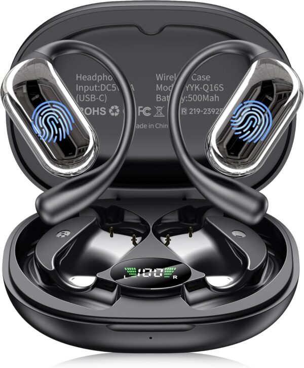 EUQQ Worldwide Instant Translator Earbuds: AI Real-Time 144 Languages Conversion, Open-Ear HD Bluetooth 5.4 for Travel/Business (iOS Android English Español)