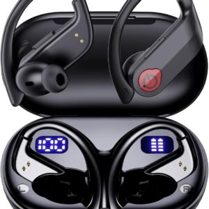 Wireless Earbuds Bluetooth 5.4 Headphones - Ear Buds with 4 ENC Noise Canceling Mic, 120H Stereo Sound Earphones, Sport Wireless Earphones with Earhooks, IP7 Waterproof Wireless Headphones for Running