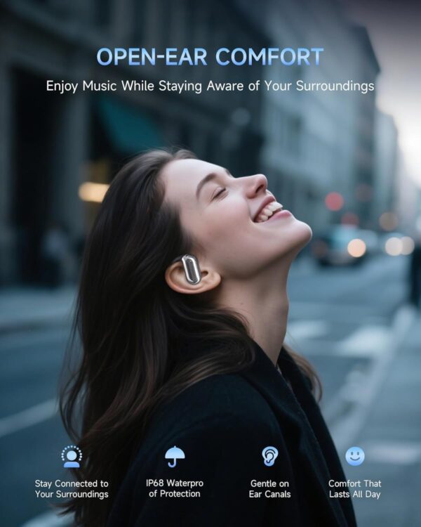 EUQQ Worldwide Instant Translator Earbuds: AI Real-Time 144 Languages Conversion, Open-Ear HD Bluetooth 5.4 for Travel/Business (iOS Android English Español) - Image 2