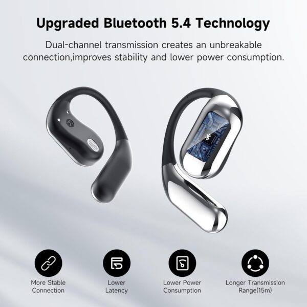 Open-Ear Wireless Bluetooth Headphones with Mic, Earbuds with Ergonomic Earhooks, Secure Fit Earphones for Running, Sport Gym Ear Buds, Water Resistant, Fast Charging, Bluetooth 5.3, 40H Playtime - Image 5