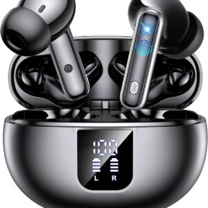 Auriculares Bluetooth intrauditivos, auriculares inalámbricos ANC Bluetooth 5.4, 36H Tiempo de reproducción Pantalla LED, Modo transparencia Cascos Sonido estéreo con graves profundos, IP7 Impermeable
