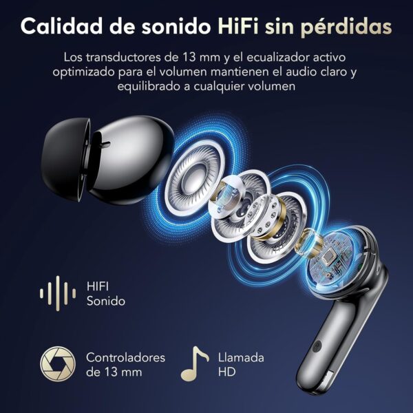 Auriculares Bluetooth intrauditivos, auriculares inalámbricos ANC Bluetooth 5.4, 36H Tiempo de reproducción Pantalla LED, Modo transparencia Cascos Sonido estéreo con graves profundos, IP7 Impermeable - Image 2