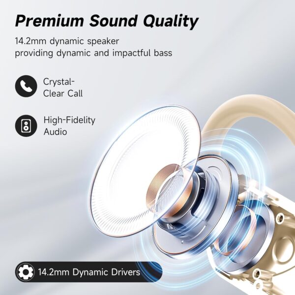 Ultra Open Ear Headphones - Bone Conduction Earphones Wireless Bluetooth 5.4, Waterproof Deep Bass Earbuds for Fitness and Running, Secure Fit for Small Ears, Sweat-Resistant for Workouts - Image 4