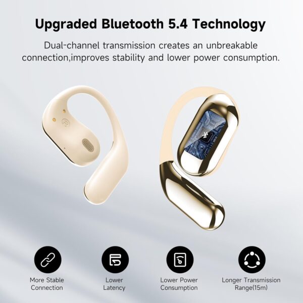 Ultra Open Ear Headphones - Bone Conduction Earphones Wireless Bluetooth 5.4, Waterproof Deep Bass Earbuds for Fitness and Running, Secure Fit for Small Ears, Sweat-Resistant for Workouts - Image 5