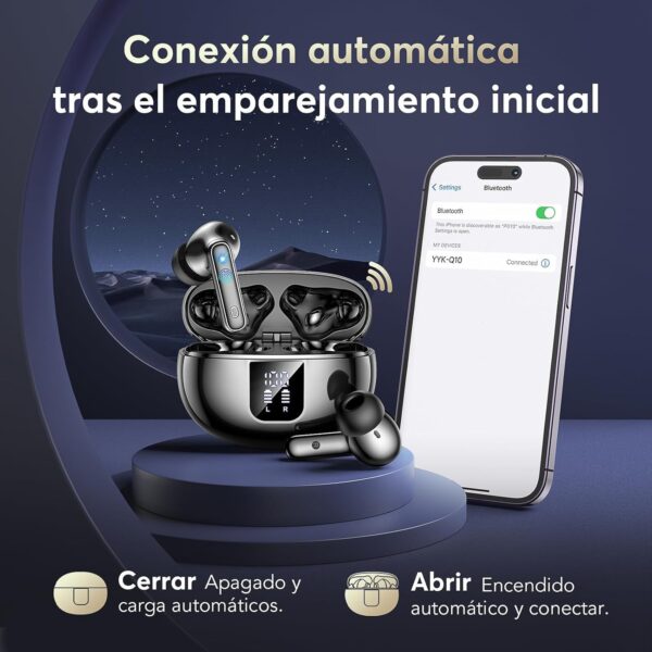 Auriculares Bluetooth intrauditivos, auriculares inalámbricos ANC Bluetooth 5.4, 36H Tiempo de reproducción Pantalla LED, Modo transparencia Cascos Sonido estéreo con graves profundos, IP7 Impermeable - Image 5
