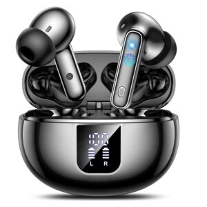 Wireless Earbuds, Wireless Earphone 5.4 HiFi Stereo, Mini Bluetooth Headphones with 6 Active Noise Cancelling Mic, IP7 Waterproof in Ear Headphones, ANC Touch Control Transparency Mode Ear Buds Black