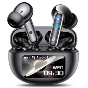 EUQQ AI Language Translation Earbuds, Bluetooth 5.4 Headphones Translator for 144 Languages & Accents, Wireless 36 Hours Wireless Headphones with 4 ANC Mic, IP7 Waterproof Earphones,Black