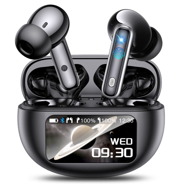 EUQQ AI Language Translation Earbuds, Bluetooth 5.4 Headphones Translator for 144 Languages & Accents, Wireless 36 Hours Wireless Headphones with 4 ANC Mic, IP7 Waterproof Earphones,Black