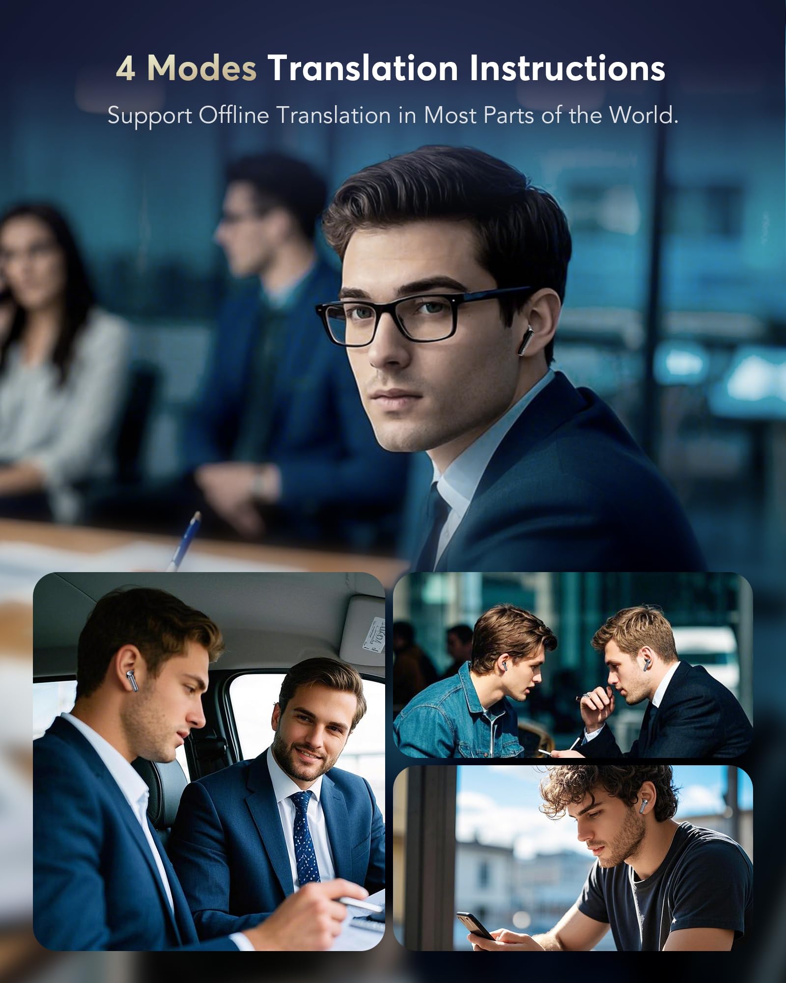 AI Translation Earbuds Real Time,144 Languages Accents Translator 36H Playtime 3-in-1 translation earphones 4 ANC Mic for Audifonos Traductores Inglés Español, Bluetooth 5.4 Earphones iOS & Android - Image 4