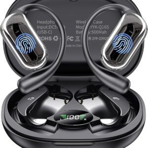 Auriculares Inalámbricos, Auriculares Bluetooth 5.4 Deportivos con Gancho de la Oreja, Pantalla LED, Llamada ENC HD, IPX7 Impermeable Cascos Inalambricos, Ligeros Cómodos de Llevar