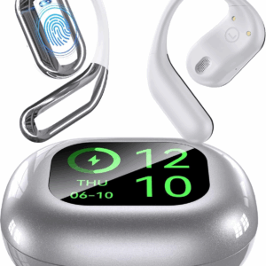 AI Language Translation Earbuds, Bluetooth 5.4 Headphones Translator for 144 Languages & Accents, OWS LCD Touch Screen Real-Time Earphones Fit iOS and Android Ideal for Travel Business Learning,Silver