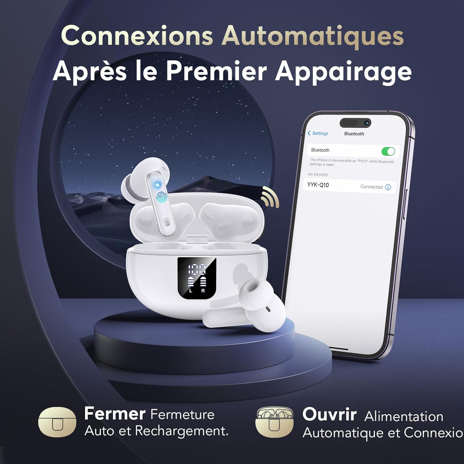 Ecouteurs Bluetooth sans Fil, Écouteurs Bluetooth 5.4 avec Hi-FI Son Stéréo, Écouteurs sans Fil avec du Bruit ANC/ENC/Mode Transparence, IP7 Étanches Oreillette Bluetooth 36H Typ-C Casque Bluetooth - Image 5