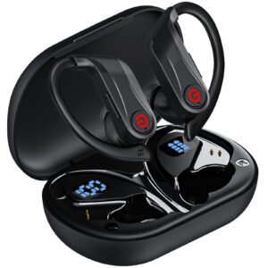 Wireless Earbuds, Bluetooth 6.1 Headphones with 120H Playtime LED Display Case, Noise Canceling Headset with Easy Button Controls IPX7 Waterproof Stereo Bass Earphones for Running Workout Gym Black