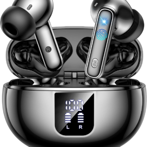 EUQQ Écouteurs Bluetooth 5.4,Oreillette sans Fil Casque avec Réduction Active de Bruit ANC,36H Durée de Lecture, Son Hi-FI Stéréo,Chargement USB-C,IP7 Étanche, pour iOS Galaxy Xiaomi Oppo Android