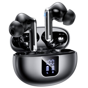 Auriculares Bluetooth intrauditivos, auriculares inalámbricos ANC Bluetooth 5.4, 36H Tiempo de reproducción Pantalla LED, Modo transparencia Cascos Sonido estéreo con graves profundos, IP7 Impermeable