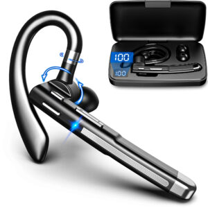 Kopfhörer Kabellos Bluetooth 6.1 Headset mit CVC8.0 Dual Mikrofon 100 Std Spielzeit In Ear Kopfhörer 1,5 std Schnellladung LED Ladebox Zwei-Geräte-Verbindung Ohrhörer für Autofahren/Business/Büro