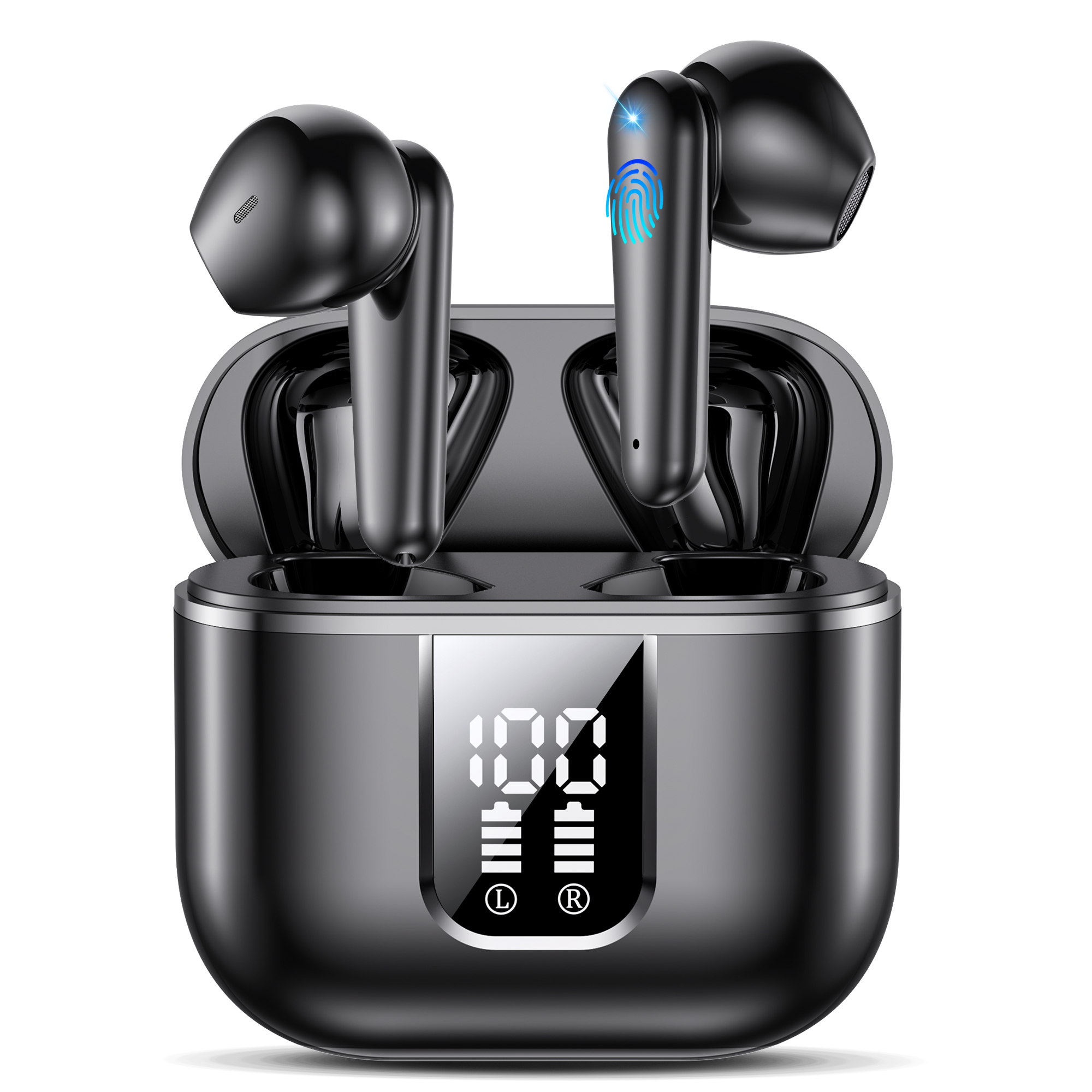 Cuffie Bluetooth, 2026 Auricolari Bluetooth 5.3 Wireless In Ear LED Display 50 Ore Stereo HiFi Immersivo,Cuffiette con 4  Microfono Cancellazione ENC ,IP7 Cuffiette Sport Earbuds